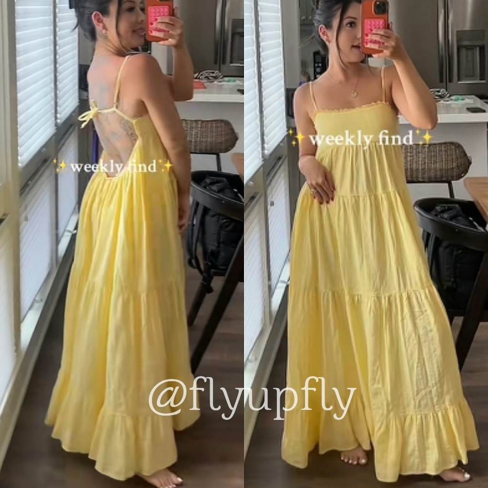 ZARA OPEN BACK MAXI DRESS YELLOW SIZE XL - Picture 4 of 11